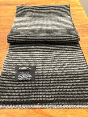 Claiborne Men's Black and Gray Striped Knit Scarf
